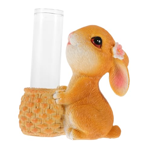 TOYANDONA Tube De Plante Verre Vase Hydroponique avec Statue De Lapin Décor Intérieur De Bureau Contenant pour Fleurs Fraîches Ou Séchées Design Simple Et Stable