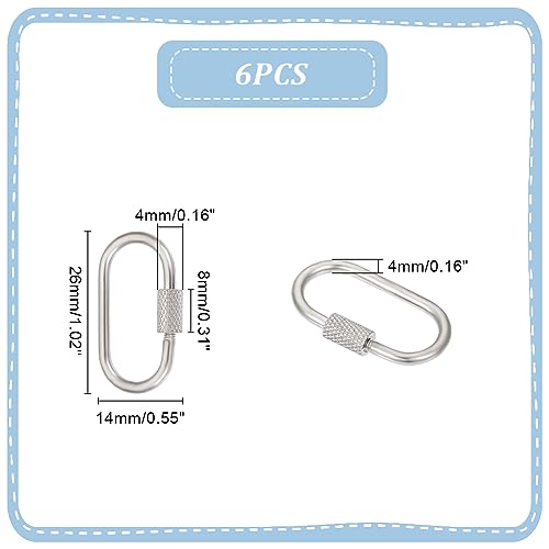 Unicraftale STAS-UN0045-32-US12 6Pcs 26Mm 304 Stainless Steel Screw Carabiner Lock Oval Key Clasps Metal Lock Clasps Keychain Hook Connector thumb #2