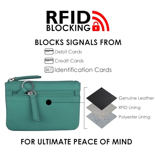 Image of ili New York Leather Mini Compact Coin Purse - Aqua
