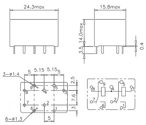 Relé 9 pines 512ND10-WF componente electrónico para placa PCB 2