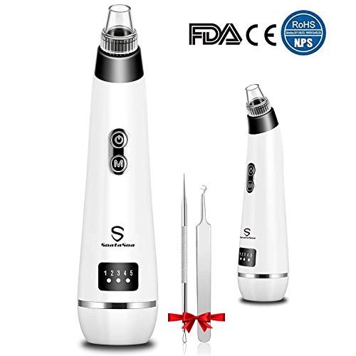 ?2020 Neue Version Superkraft?SoataSoa Mitesserentferner Porenreiniger Vakuumsauger,USB Aufladung Wiederaufladbarer,LED Display,Blackhead Remover mit 5 Austauschbaren Reinigungsaufsätzen.