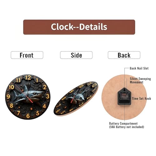 Reloj de Pared Vintage Único Shark 10 Pulgadas miniatura 6