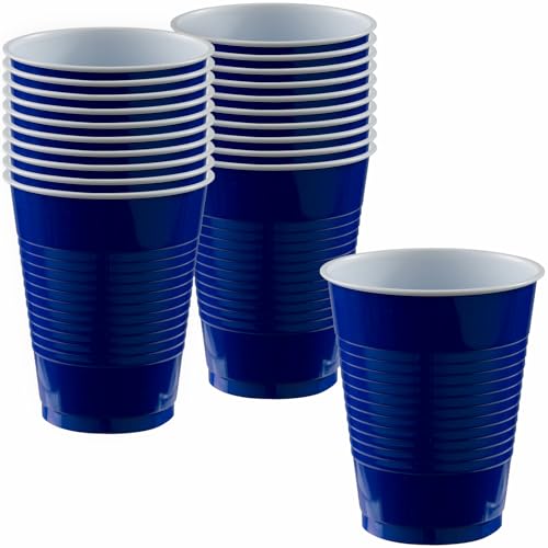 amscan Bright Royal Blue Plastic Cups| 16 oz.| Pack of 20| Party Supply, 3.5 x 3.5"
