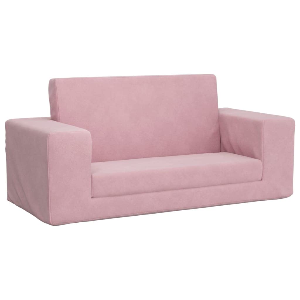 vidaXL Kinder Schlafsofa 2-Sitzer, 2-in-1 Kindersofa mit Schlaffunktion, Kindersessel Sofa Abnehmbarer Bezug, Kindercouch Couch Kindermöbel, Rosa Weicher Plüsch