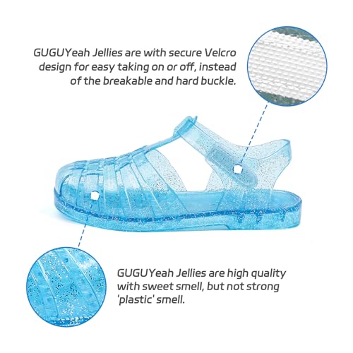 Image of GUGUYeah Jelly Sandals for Girls,Closed Toe Princess Costume Summer Dress Shoes Fisherman Gladiator Water Beach Flat Sandals for Toddler /Little Kid /Big Kid