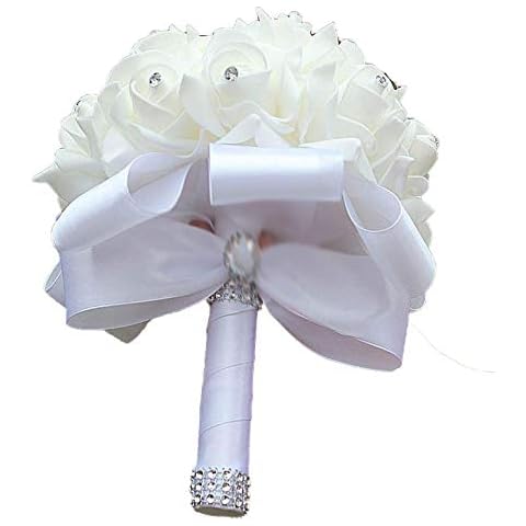 Xrten Flores Artificiales Rosas, Ramo de Boda Nupcial Hecha a Mano Cover