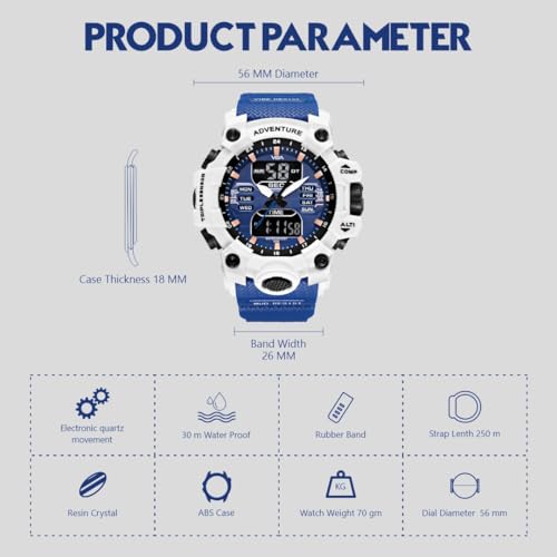Image of V2A Bold & Big Dial Analog-Digital Sports Watch for Men | Multifunction Military Wristwatch | Gift for Men