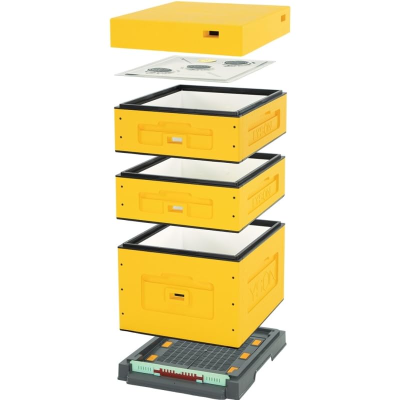 LYSON Bienenbeute Styropor Dadantbeute Dadant Beute OPTIMA Bienenstock-Set (GELB) für die Selbstmontage (Passende Rahmen:47×43,5x30cm;47×43,5x14,5cm)