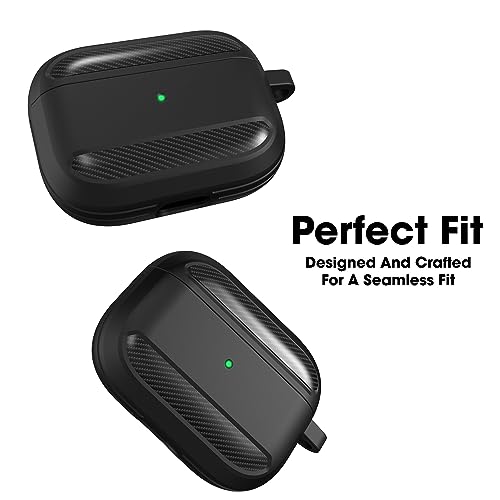 Image of Sounce Tough Case Compatible with Airpods Pro 2 Case Cover with Carabiner, Rugged Protective Cover for Airpods Pro 2nd Generation Case Cover, Scratch Resistant, Shock Armor Series [Carbon Black]