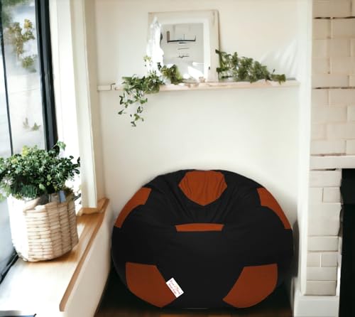 Image of RnS Rest 'n' Sleep - Bean Bag Football Chair Filled with Beans for Living Room, Bed Room for Relaxing, with 1 Year Warranty (Tan /Black, XXXL)