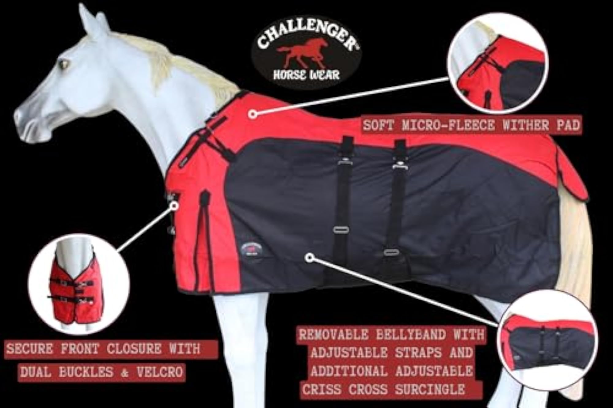 78" 1200D Turnout Lightweight Bellyband Rain Horse Blanket