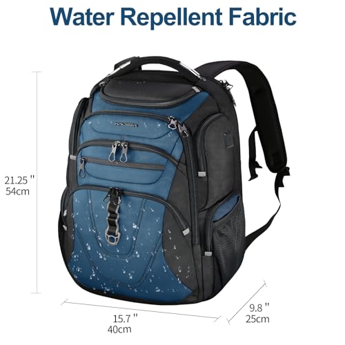 Image of KROSER TSA Friendly Travel Laptop Backpack 18.4 inch XXXL Gaming Backpack Water-Repellent College Daypack Business Backpack with RFID Pockets & USB Port for Men /Women-Black /Haze Blue