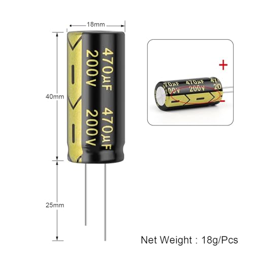 Condensateurs électrolytiques en aluminium 200V 470UF 18x40mm en lot de 10 pièces - 3