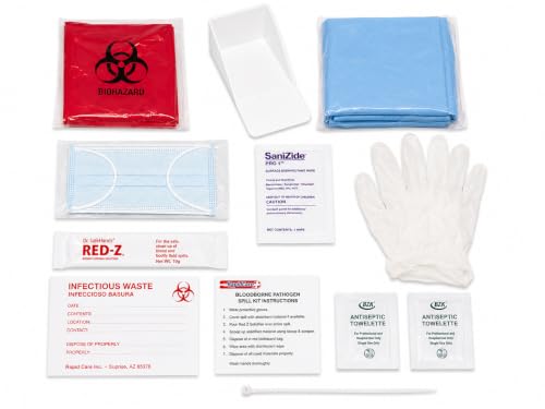 Image of Rapid Care Standard Bloodborne Pathogen & Bodily Fluid Spill Clean Up Kit | OSHA Compliant Biohazard Spill Response Kit with Wall Mount Case for Schools, Offices, Healthcare, Laboratories & Workplaces