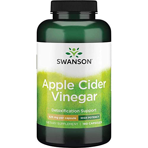 Swanson Apple Cider Vinegar Supplement: 1.25 G High Potency Apple Cider Vinegar Capsules - ACV Powder Supplements to Support Healthy Weight Management - Powerful System Cleanser - 180 Capsules