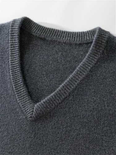 Men's V-Neck Sweater Cashmere Knitwear Long Sleeve Pullover Casual Soft Thickened Sweater3