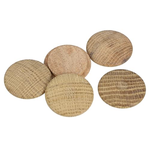 Image of uxcell 5 Pcs 1.18 x 1.38 Inch Wood Hole Plugs, Wooden Screw Hole Cover, Wood Pocket Button Plug for Chair Stair Craft Furniture Woodworking