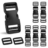 Mkobon 6 Set 1' Buckle Quick Release Buckle + 12 Pcs Strap Clips, Heavy Duty Side Release Buckle, Plastic...