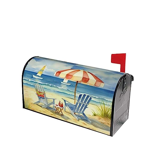 Image of Summer Mailbox Covers Magnetic Standard Size 18 inch X 21 inch Beach Life Mail Box Cover Summer Nautical Magnetic Post Wraps Letter Box Cover for Home Garden Yard Decor