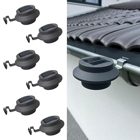 BURI 6 sztuk antracytowe lampa, lampy solarne LED, rynna, do dekoracji ogrodzenia, ulicy, ogrodu, tarasu
