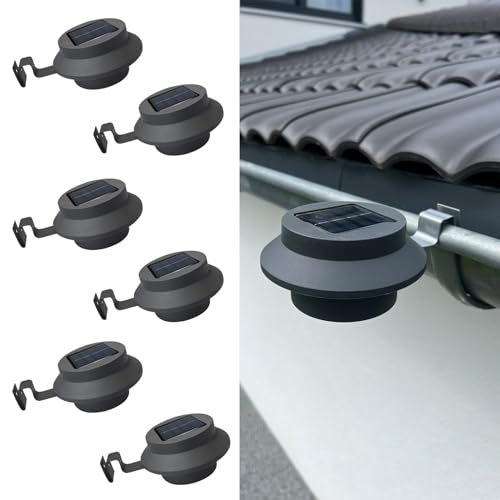 BURI 6 sztuk antracytowe lampa, lampy solarne LED, rynna, do dekoracji ogrodzenia, ulicy, ogrodu, tarasu