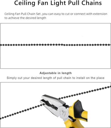 Image of Ceiling Fan Pull Chain Set,Wooden Decorative Fan Pull Chain Pendant Extension, 12 Inches Lighting & Fan Beaded Ball Chain Extender with Connector - 4 Pcs