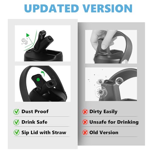 Image of EIPOSAU Auto Flip Lid for Hydro Flask Standard Mouth Bottle, Spout lid for HydroFlask Narrow Mouth Bottle, Replacement Lid with Button Lock