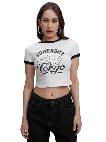 Image of Tokyo Talkies Women's Letter Print Fitted Crop top