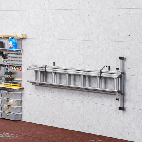 QLS Universale Wandhalterung für Leiter aus Stahl Abschließbar Schwarz