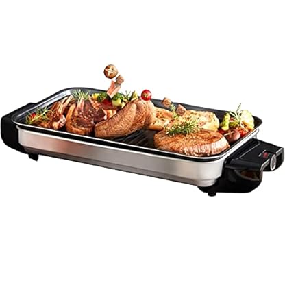 Tischgrill Elektrogrill Regelbarer Thermostat Antihaftbeschichtete Grillplatte Grill Teppanyaki Abnehmbares Kabel…