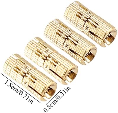 Barrel Hinge Copper Brass Cabinet Gift Box Hidden Brass Concealed Hinges 8mm 180° Opening Angle 4Pcs/Pack