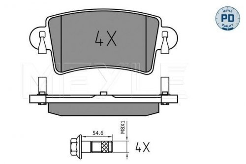 Meyle 0252366916/PD Kit pastiglie freno, Freno a