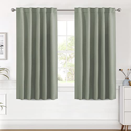 Image of H.VERSAILTEX Blackout Curtains Thermal Insulated Window Treatment Panels Room Darkening Blackout Drapes for Living Room Back Tab /Rod Pocket Bedroom Draperies (2 Panels, Light Sage, 42 x 54 Inch)