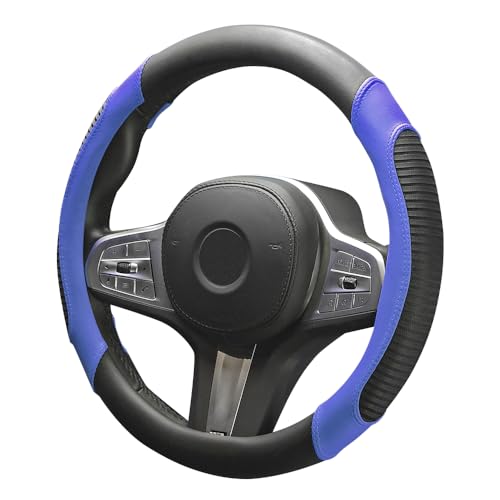 「ティエスオ」 ヴォクシー 80系 ヴォクシー90系 ハンドルカバー 軽自動車 ステアリングカバー O型 Sサイズ PUレザー 潤い手触り 握りやすい 3Dグリップ 滑り止め 耐久性高い 軽自動車 アクセサリー ブラック&ブルー BS-OS