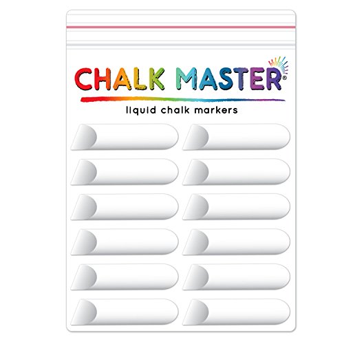 Replacement Pack of 12-6 mm Reversible Nibs Chisel to Bullet Point Tips that Fit Chalkmaster Chalk Markers - Use on Glass, Mirrors, Plastic, Metal, Glossy & LED boards