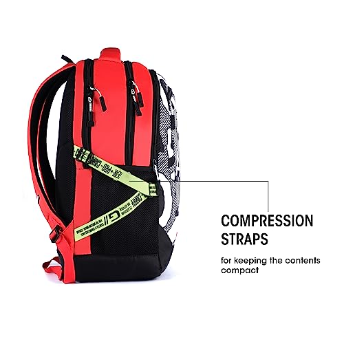 Gear Riddle 38L Large Water Resistant 4 Compartment School Backpack/Casual Daypack/Travel Standard Backpack/Kids/College Bag For Boys/Girls/Men/Women (Red) - Image 6