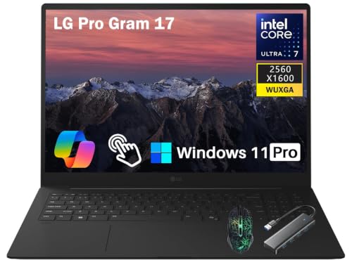 Image of LG gram Pro 17 AI Laptop 2026, 17 WQXGA 2560x1600 IPS Touchscreen Display, Intel Core Ultra 7 355U(50 Tops), 32GB LPDDR5X 7500MHz, 4TB (2x1TB) SSD,Dual AI Copilot+ PC, WiFi 7, Windows 11 Home,Black
