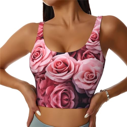 Misato's Rosebud Print Gilet de fitness pour femme Idéal pour Pilates, course à pied et entraînement cardio, Noir , L
