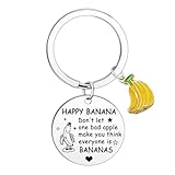 BESPMOSP Lustiger Bananen-Schlüsselanhänger, Bananenliebhaber, Geschenke für Frauen, inspirierender Schlüsselanhänger, aufheiterndes Geschenk, Weihnachten, Geburtstag, Muttertag