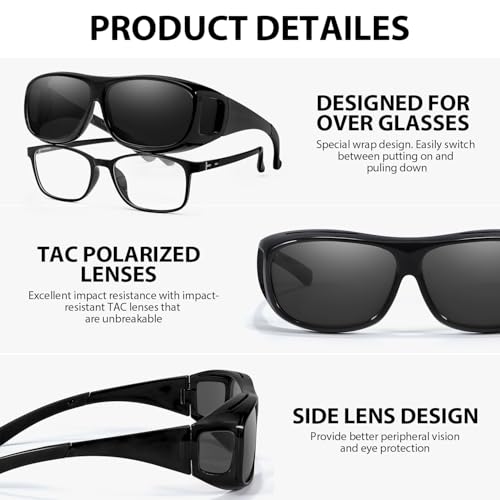VIEWBETTER® Polarized Fit Over Glasses Sunglasses for Women Men Oversized Trendy Stylish Snap Shades UV400 Protection V41063