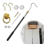 Loft Ladder Pole with Hook - Scalable Loft Ladder Pole Kit, Loft Hatch Pole, Loft Ladders Pull Down Hook Pole Set, Attic Ladder Pull Hook Tool for Home Hotel Apartment