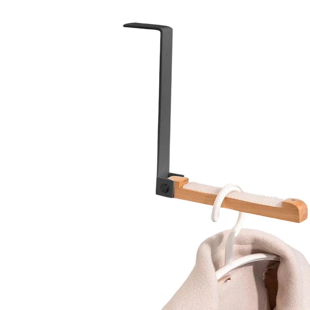 Hndhbfgrt Portable Travel Door Hooks 1PCS Wooden Hook Organizer Rack for Coat, Hats Robes, Multiple Clothes Hangers Fiddle for Laundry Room