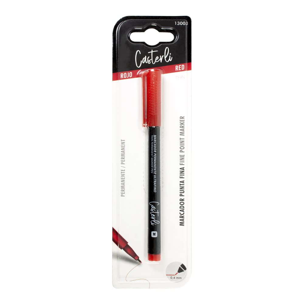 Casterli - Permanent Markers Fine Point 0.4mm (0.4mm, Red-1 unit)