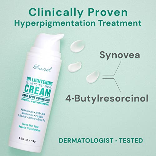 Ebanel Dark Spot Remover For Face Peel Skin Brightening Cream Melasma Hyperpigmentation Treatment Sun Spot Age Spot Freckle Remover Fade Cream, Synovea, 4-Butylresorcinol, Niacinamide, Glutathione #TOP1