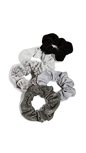 Kitsch Velvet Scrunchies for Hair, Hair Scrunchies for Women, Scrunchy Hair Bands, 5 Pack (Black/Grays)