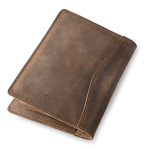 Pegai Handmade 100% Leather Padfolio, Junior Legal Pad Organizer For Business School Office Conference, Heavy Duty Full Grain Cow Hide Resume Interview Folio, Amazing Gift Idea (Sand Brown) #TOP5