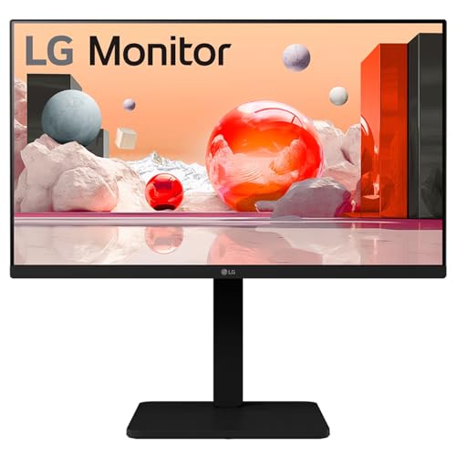 LG 24BA450 24 Inch Full HD (1920 X 1080) IPS Monitor, 100 Hz, HDMI, DP, VGA, Built-in Power and Speaker, Reader Mode, Flicker Safe, Tilt/Height/Swivel/Pivot Adjustable Stand, Energy Star, TCO, Black