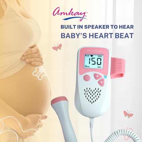 Image of Amkay Pocket Fetal Doppler | Portable Baby Heartbeat Monitor for Pregnant Women | Clear Fetal Heart Listener with LCD Display | Safe, Accurate & Easy-to-Use Prenatal Home Pregnancy Care Device