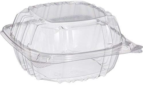Dart Solo Small Clear Plastic Hinged Food Container 6x6 for Sandwich Salad Party Favor Cake Piece (Pack of 50)