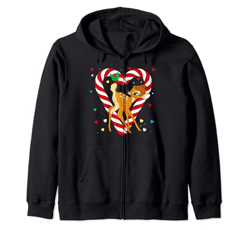 Sweat Bambi Disney de Noël à capuche zippé pour adulte style Ugly Sweater